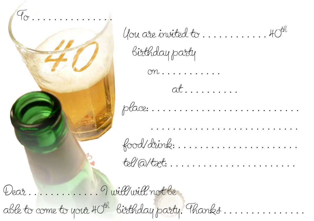 Printable 40th Birthday Invitation Templates