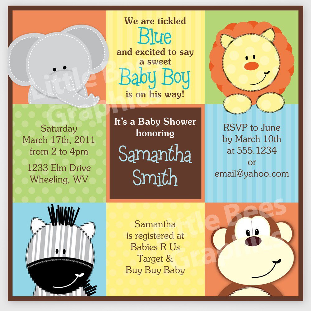 Printable Animal Baby Shower Invitations