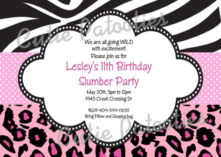 Printable Animal Print Birthday Invitations