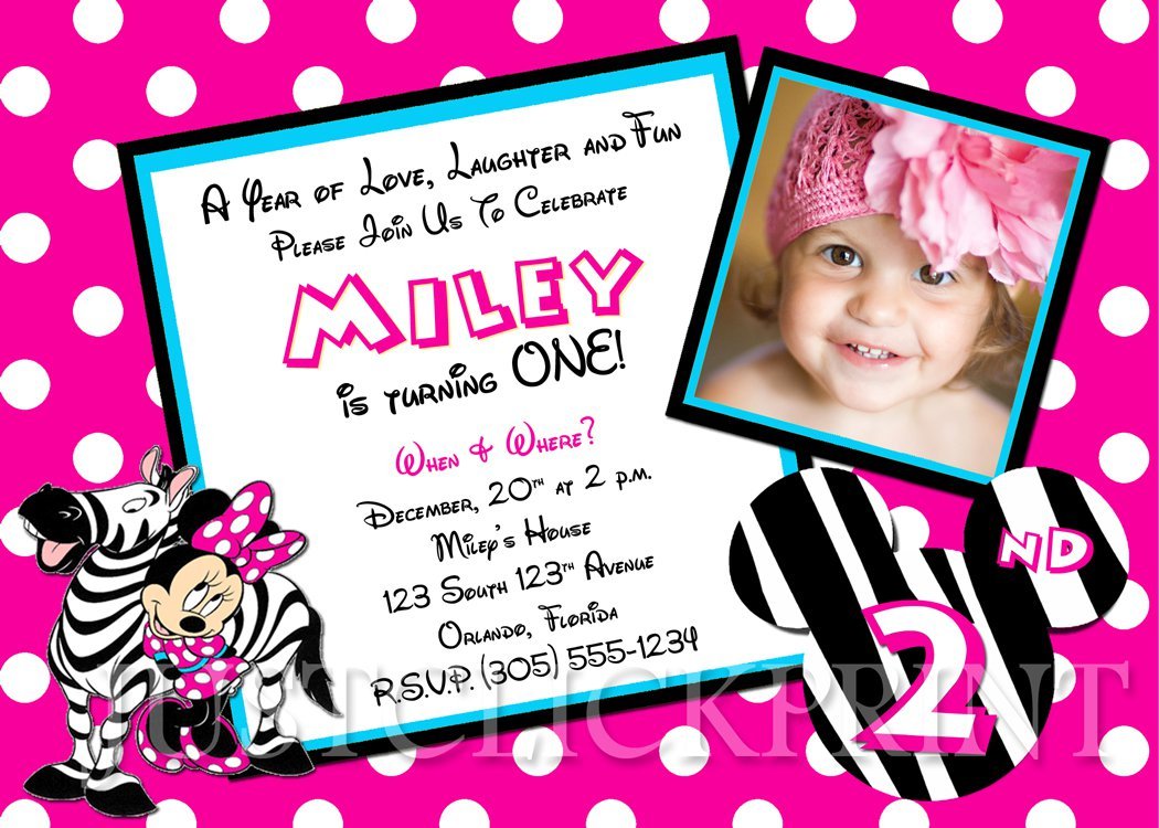 Printable Baby Minnie Mouse Birthday Invitations