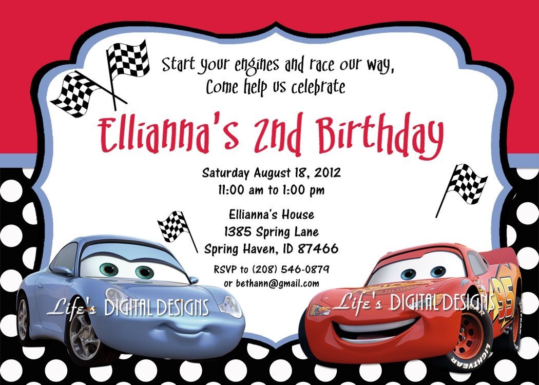 Printable Birthday Invitations Disney Cars