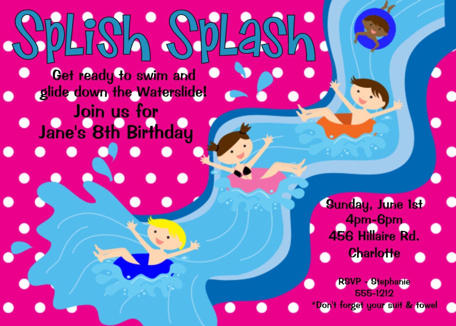 Printable Birthday Invitations Pool Party