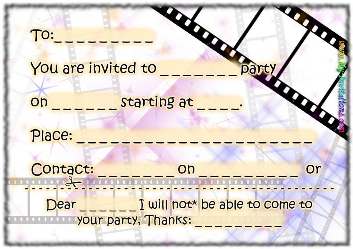 Printable Birthday Party Invitations Free 2015
