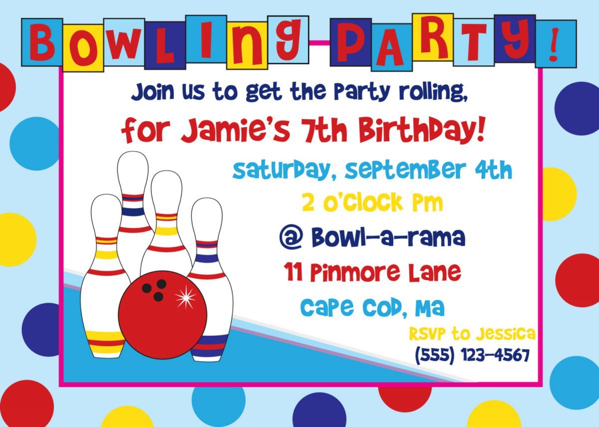 Printable Bowling Invitation Cards