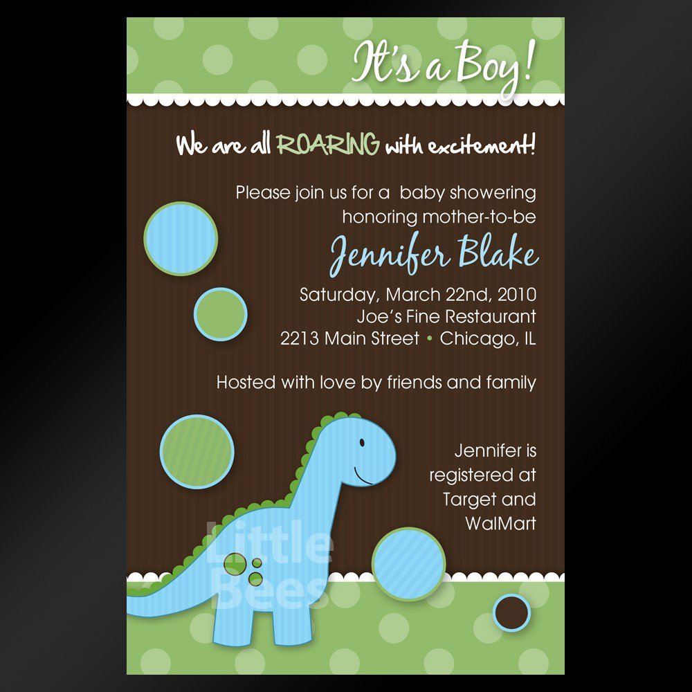 Printable Dinosaur Baby Shower Invitations