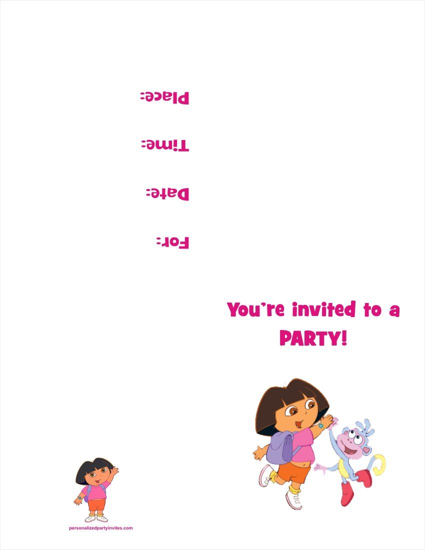 Printable Dora Invitations