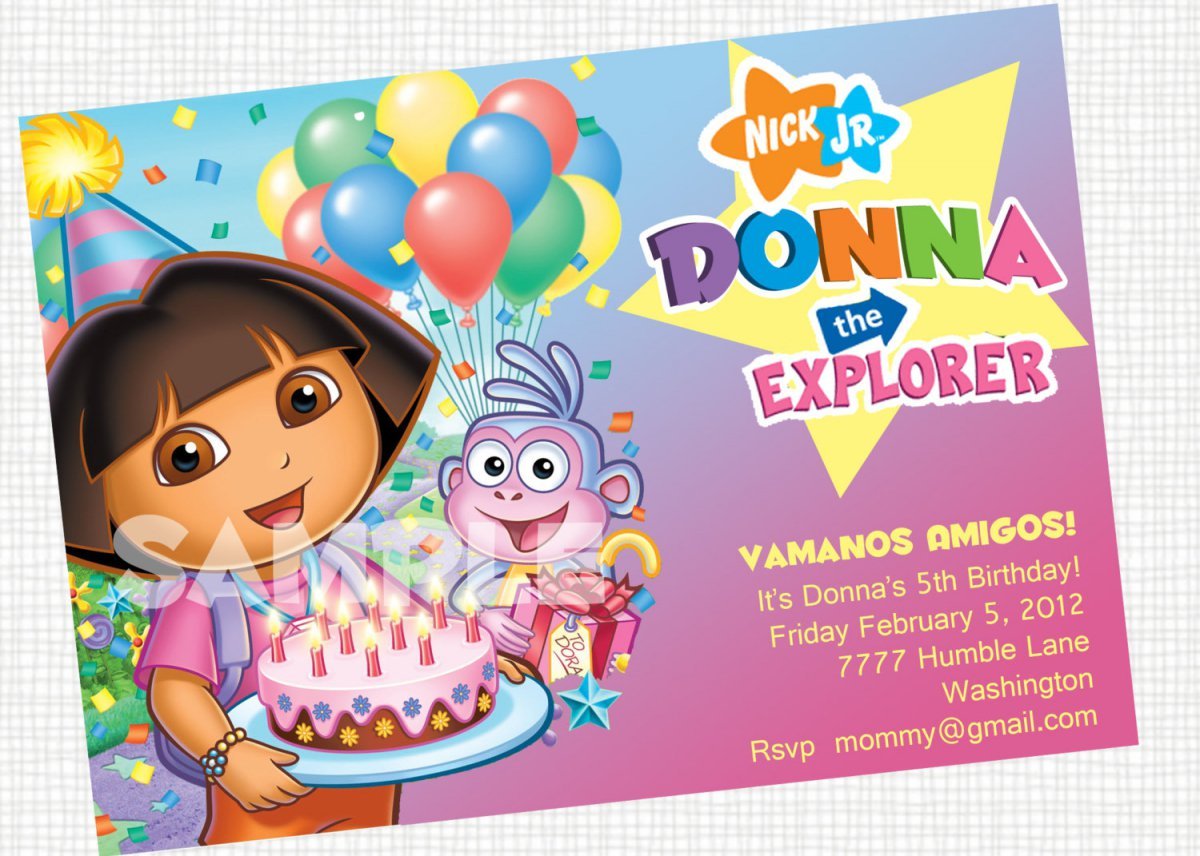 Printable Dora Party Invitations
