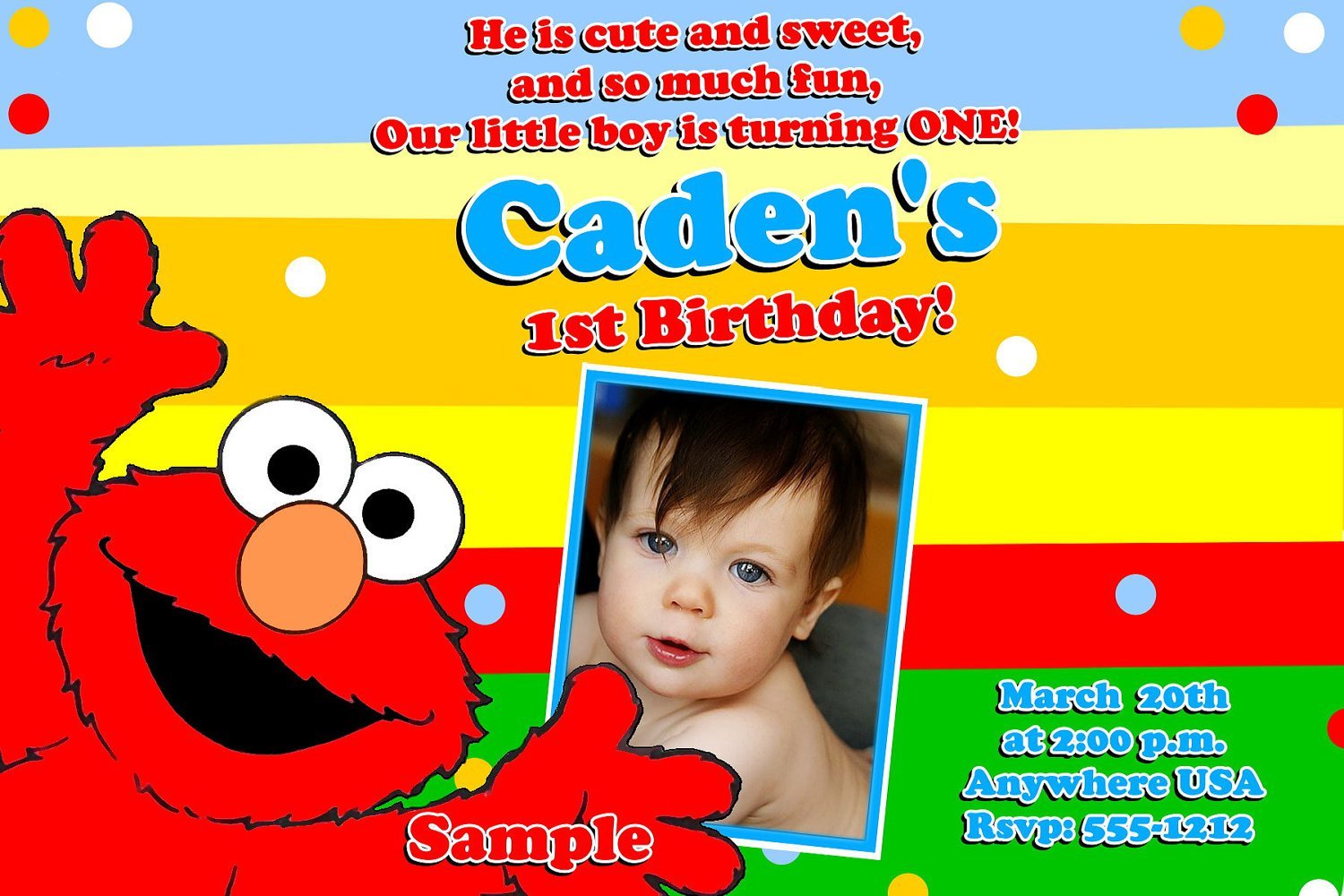 Printable Elmo 1st Birthday Invitations