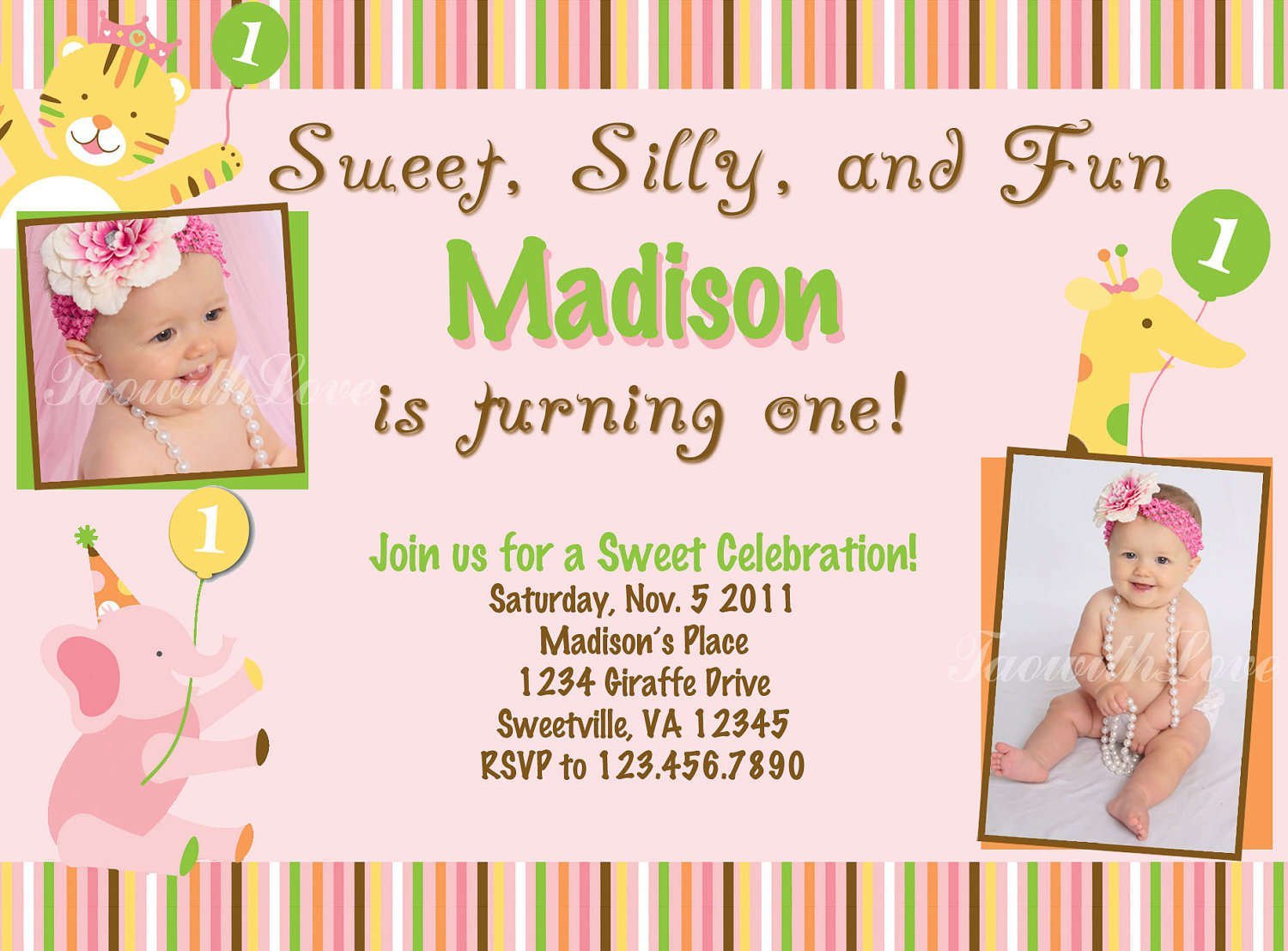 Printable First Birthday Invitation Templates