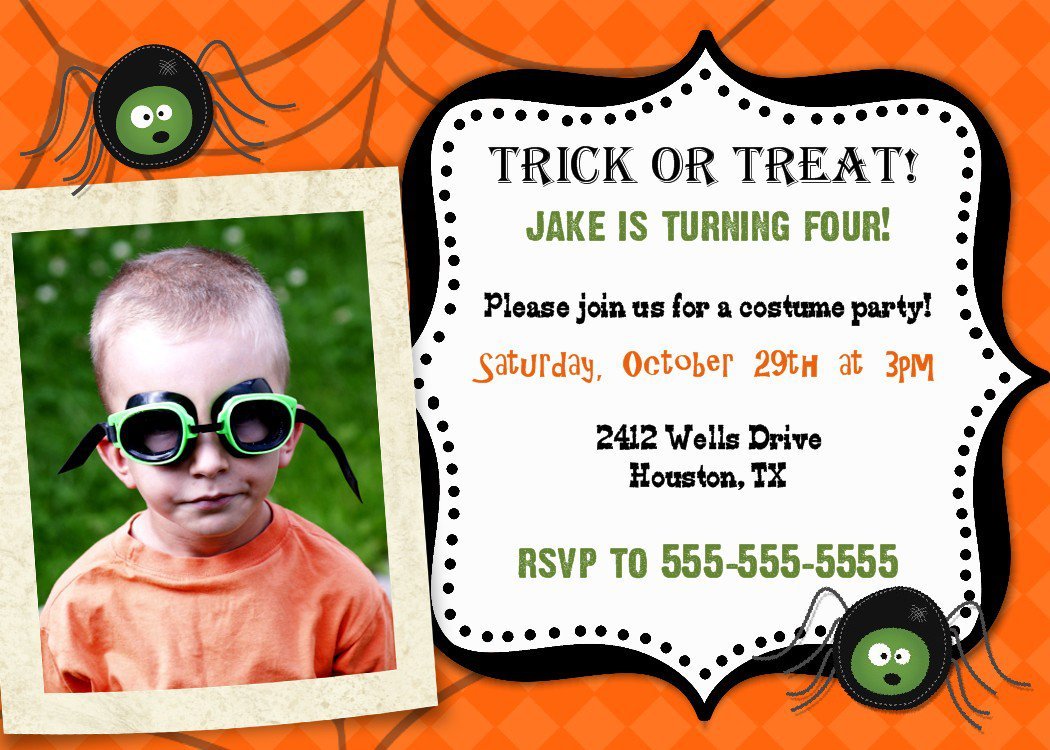 Printable Halloween Themed Birthday Party Invitations