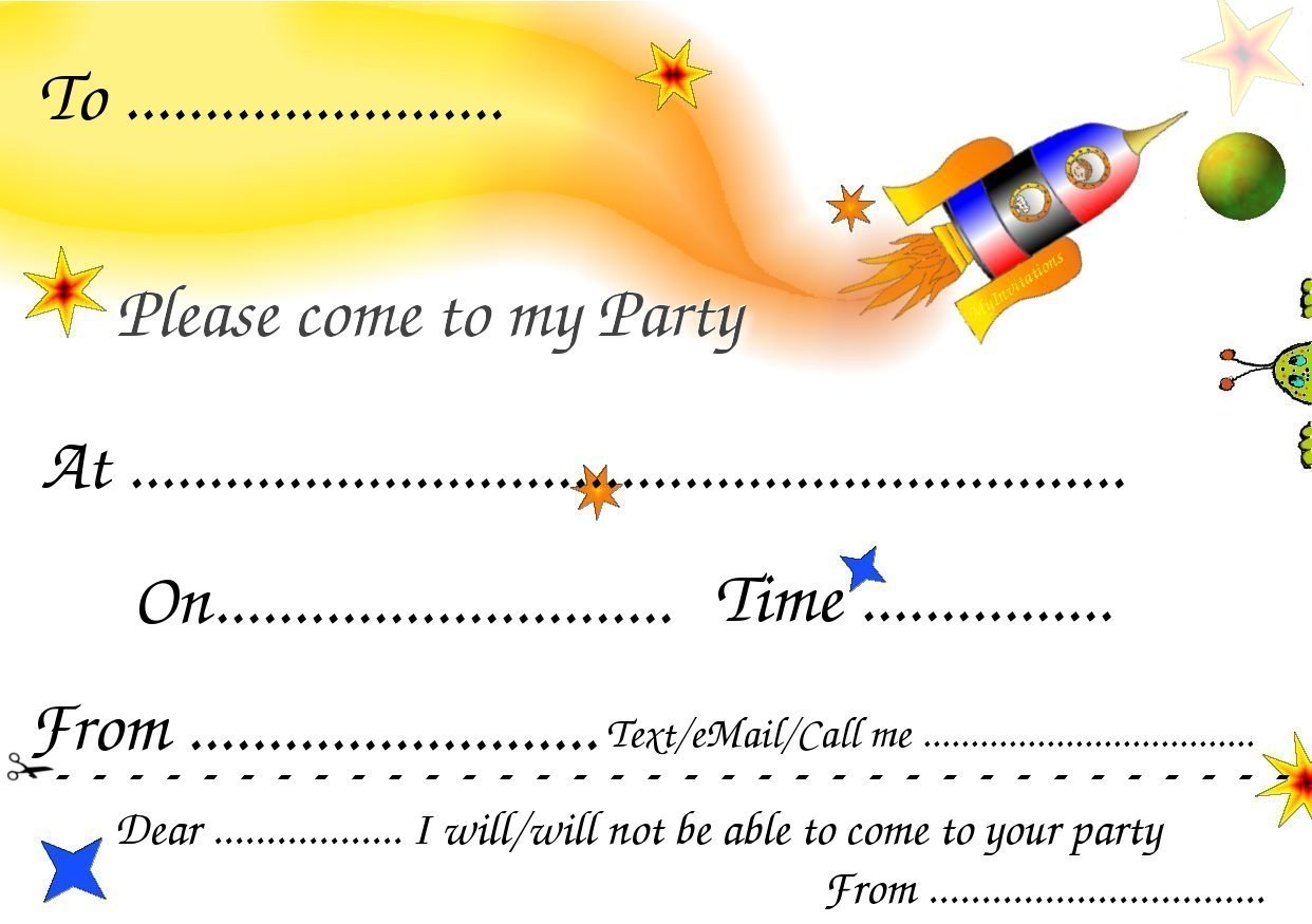 Printable Invitation Cards For Birthday Party