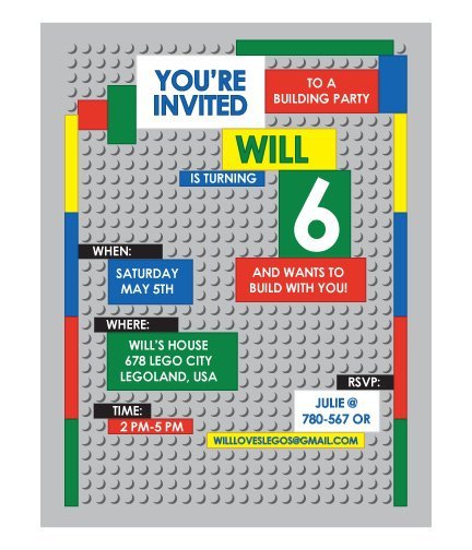 Printable Lego Invitations