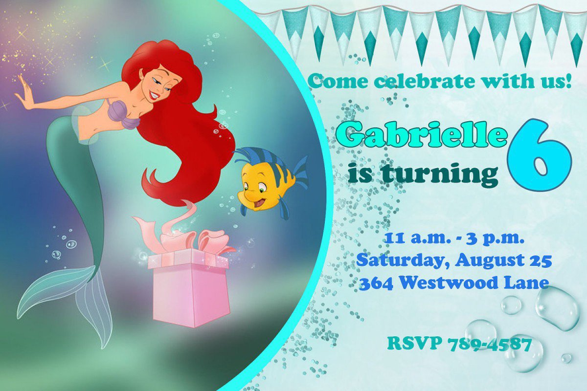 Printable Little Mermaid Party Invitations 2017