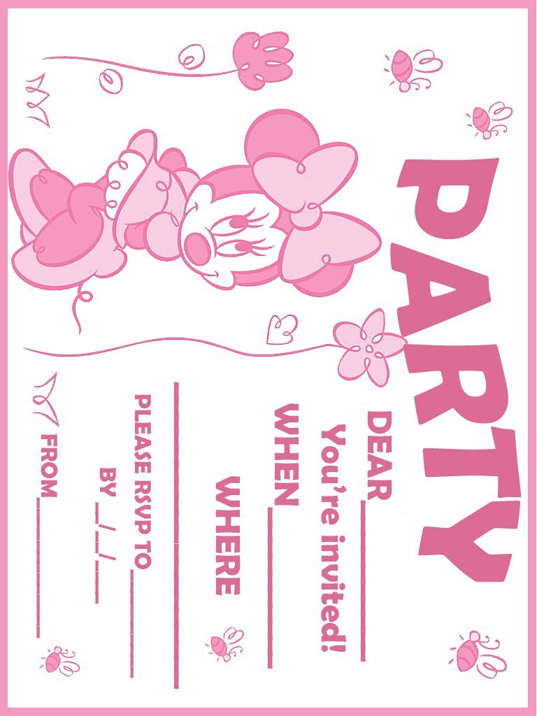 Printable Minnie Mouse Birthday Invitations Free