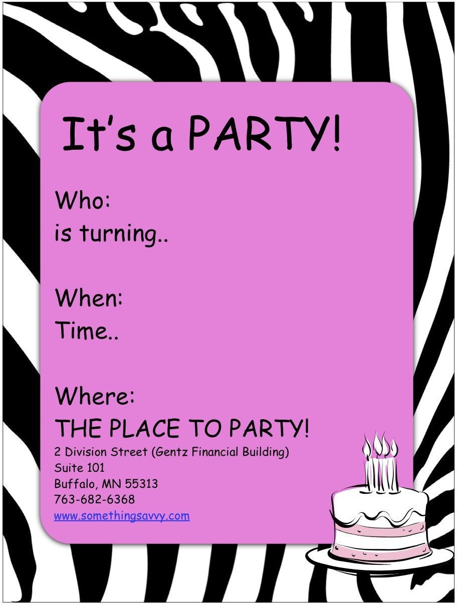 Printable Party Invitations For Girls