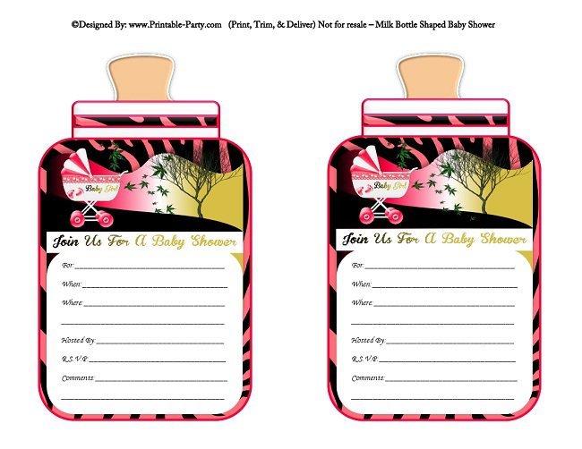Printable Pink Zebra Print Invitations 2017