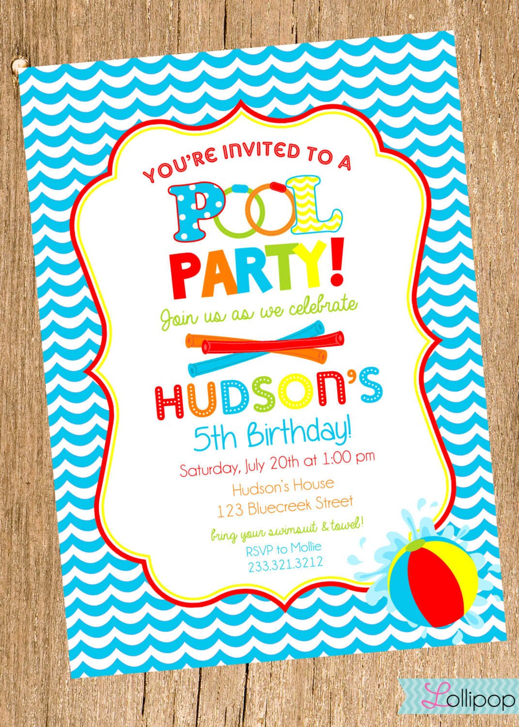 Printable Pool Party Invitations