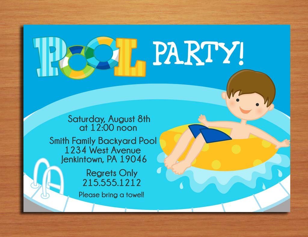 Printable Pool Party Invitations For Boys