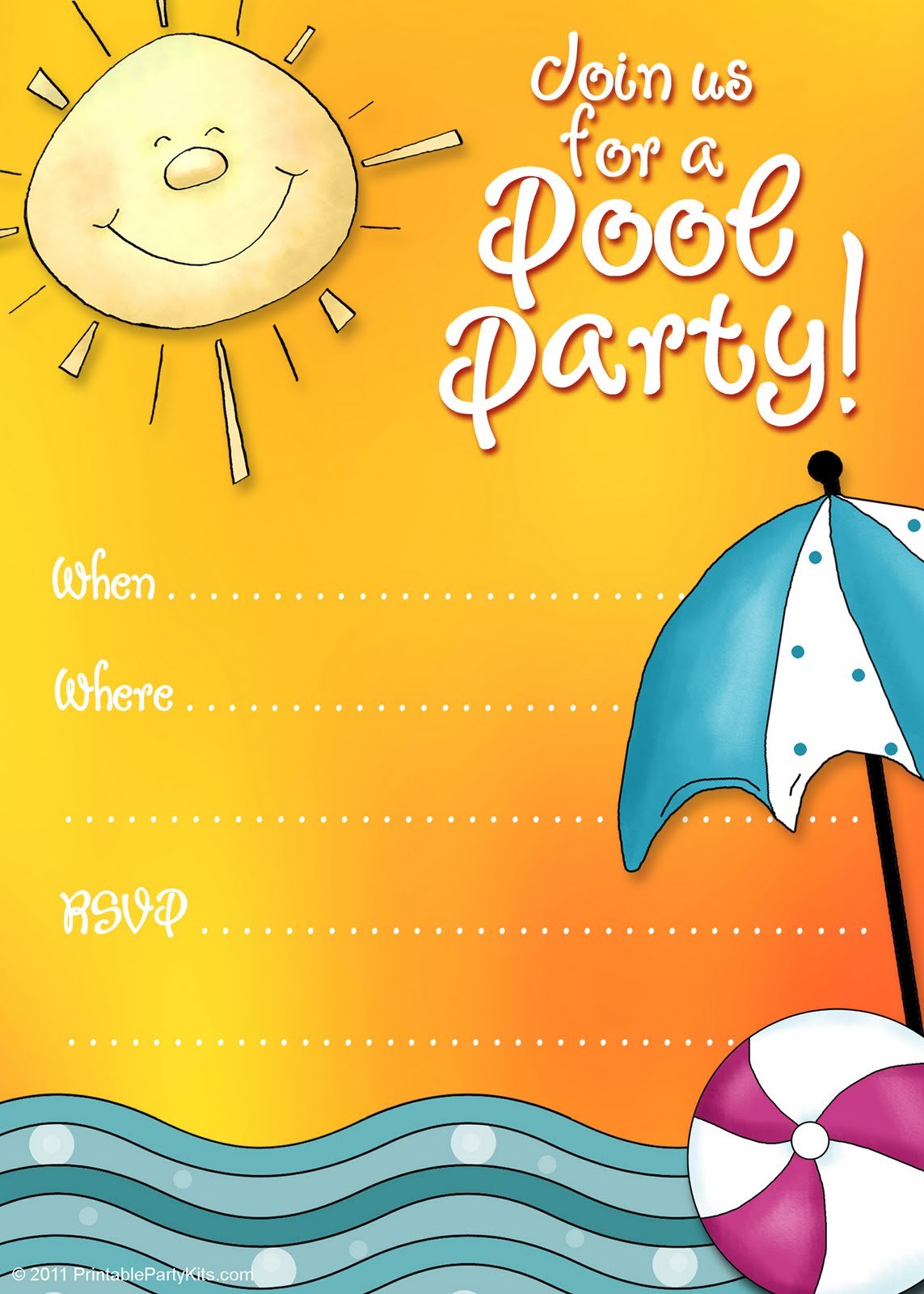 Printable Pool Party Invitations Templates