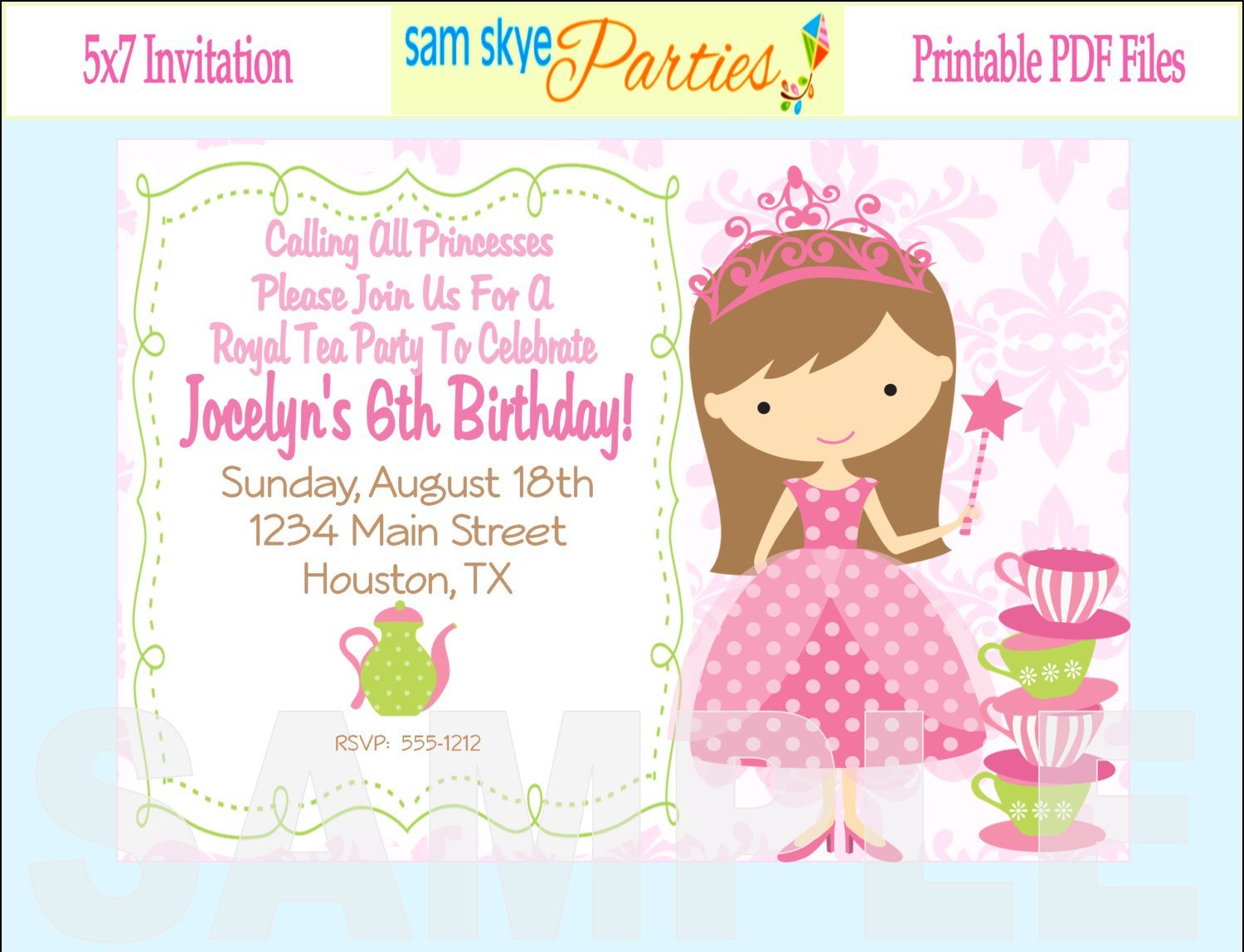 Printable Princess Tea Party Invitations