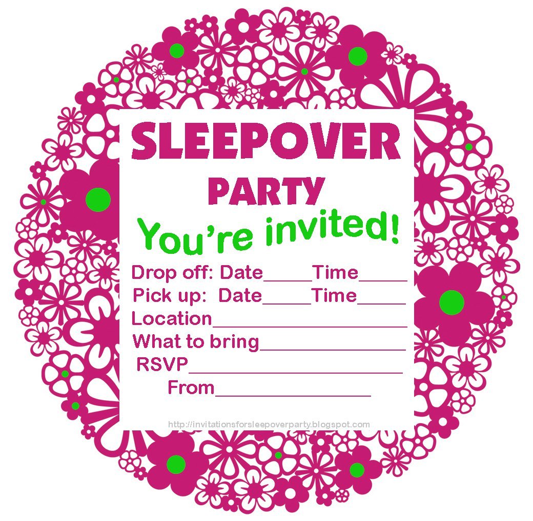 Printable Slumber Party Invitations