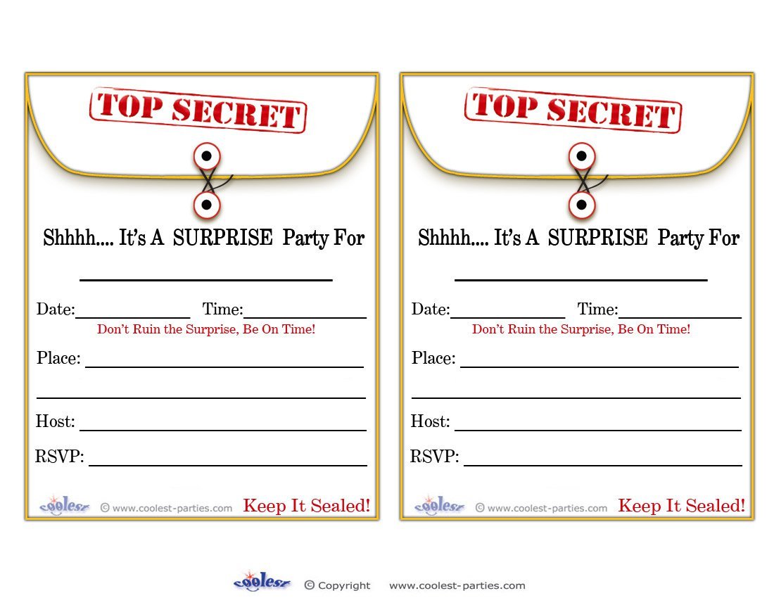 Printable Surprise Birthday Party Invitations Free