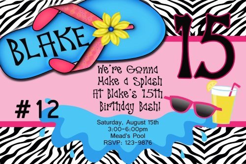 Printable Swim Party Invitations 2015