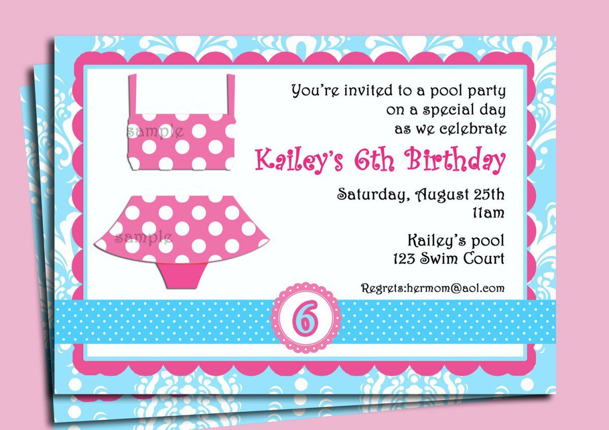 Printable Swim Party Invitations 2016