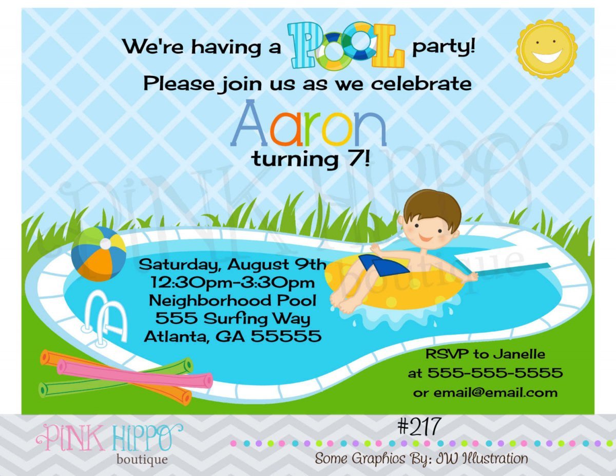 Printable Swimming Party Invitations For Kids