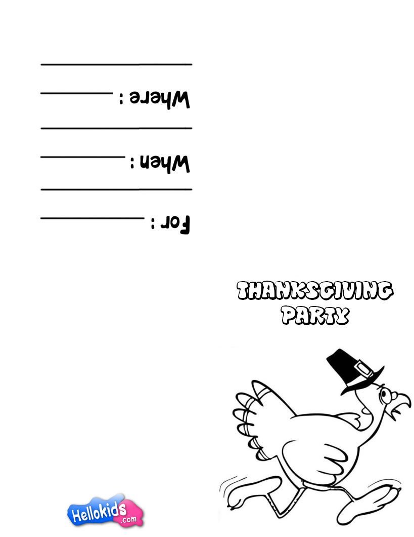 Printable Thanksgiving Invitations Kids