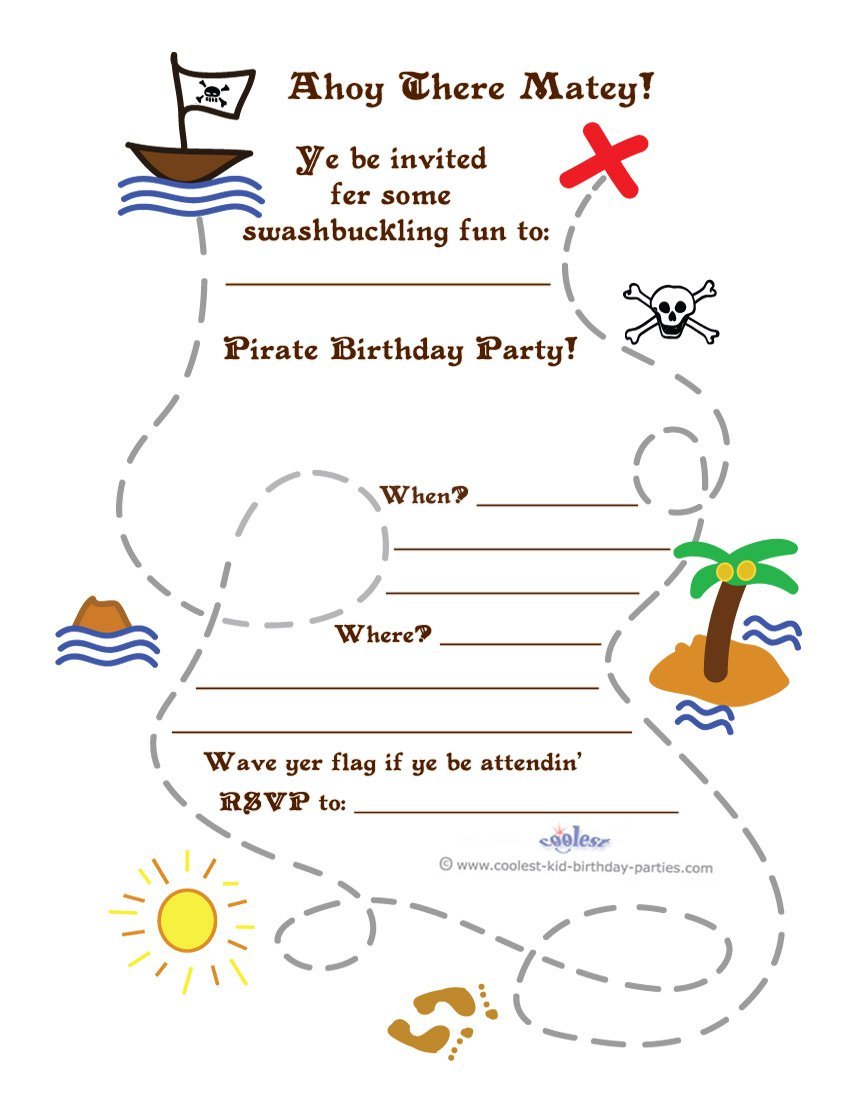 Printable Treasure Map Invitations