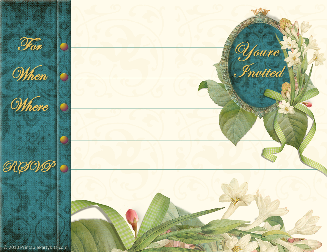 Printable Vintage Tea Party Invitations 2015