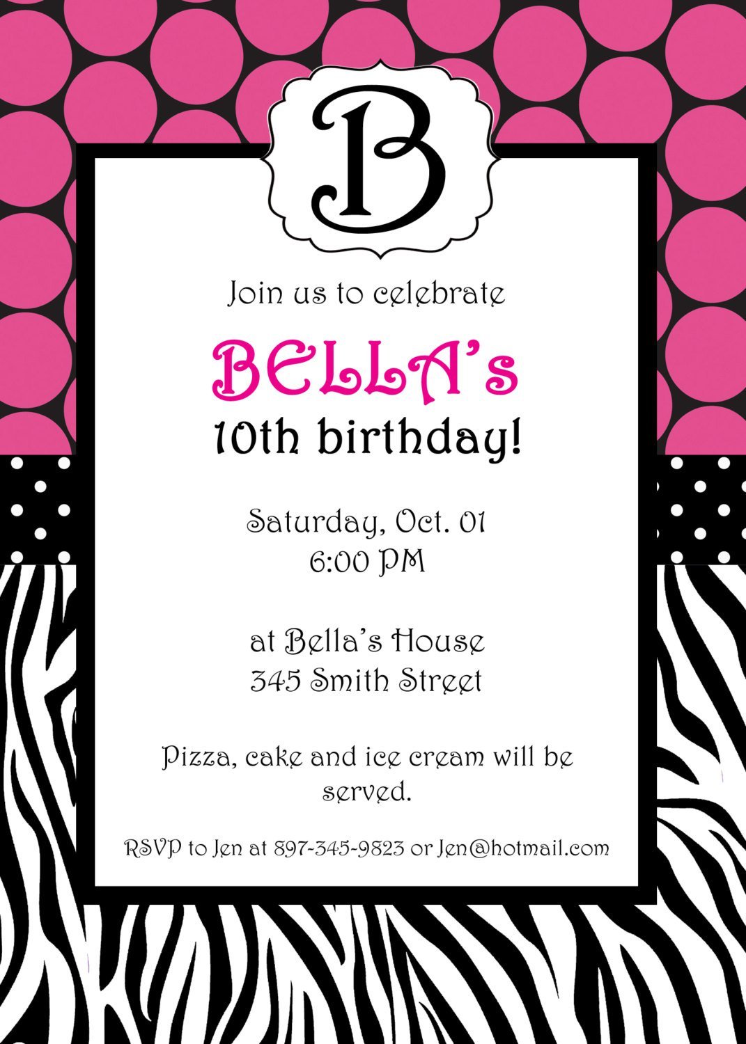 Printable Zebra Invitations