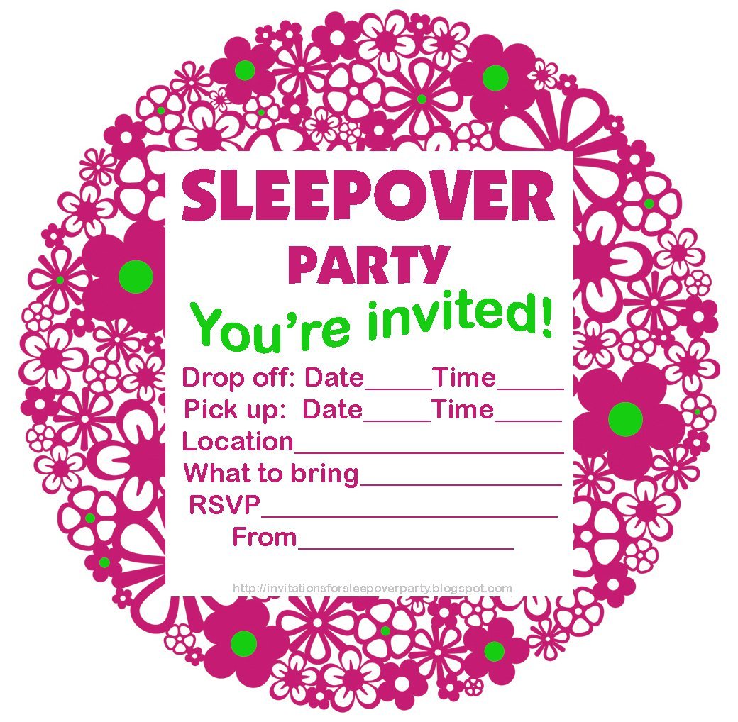 Slumber Party Invitations Free Print