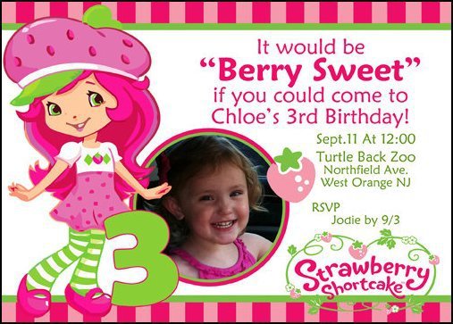 Strawberry Shortcake Party Invitations Printable