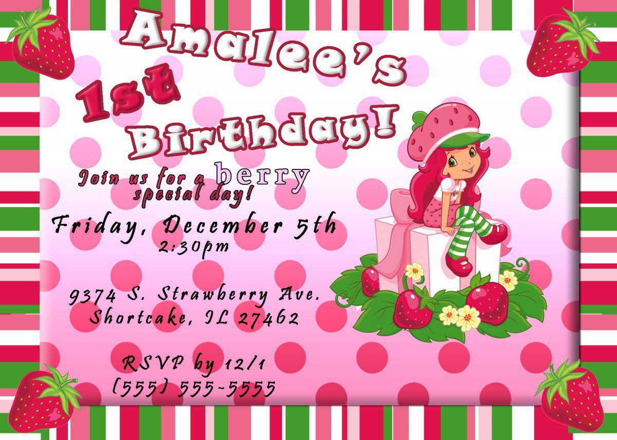 Strawberry Shortcake Printable Birthday Party Invitations