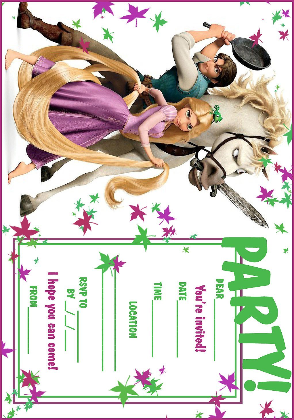 Tangled Birthday Party Printable Invitations 2018