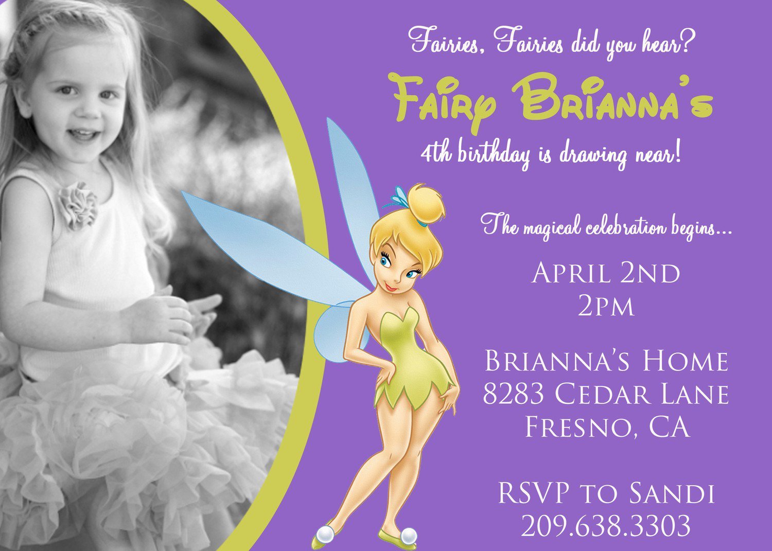 Tinkerbell Birthday Party Invitations Printable