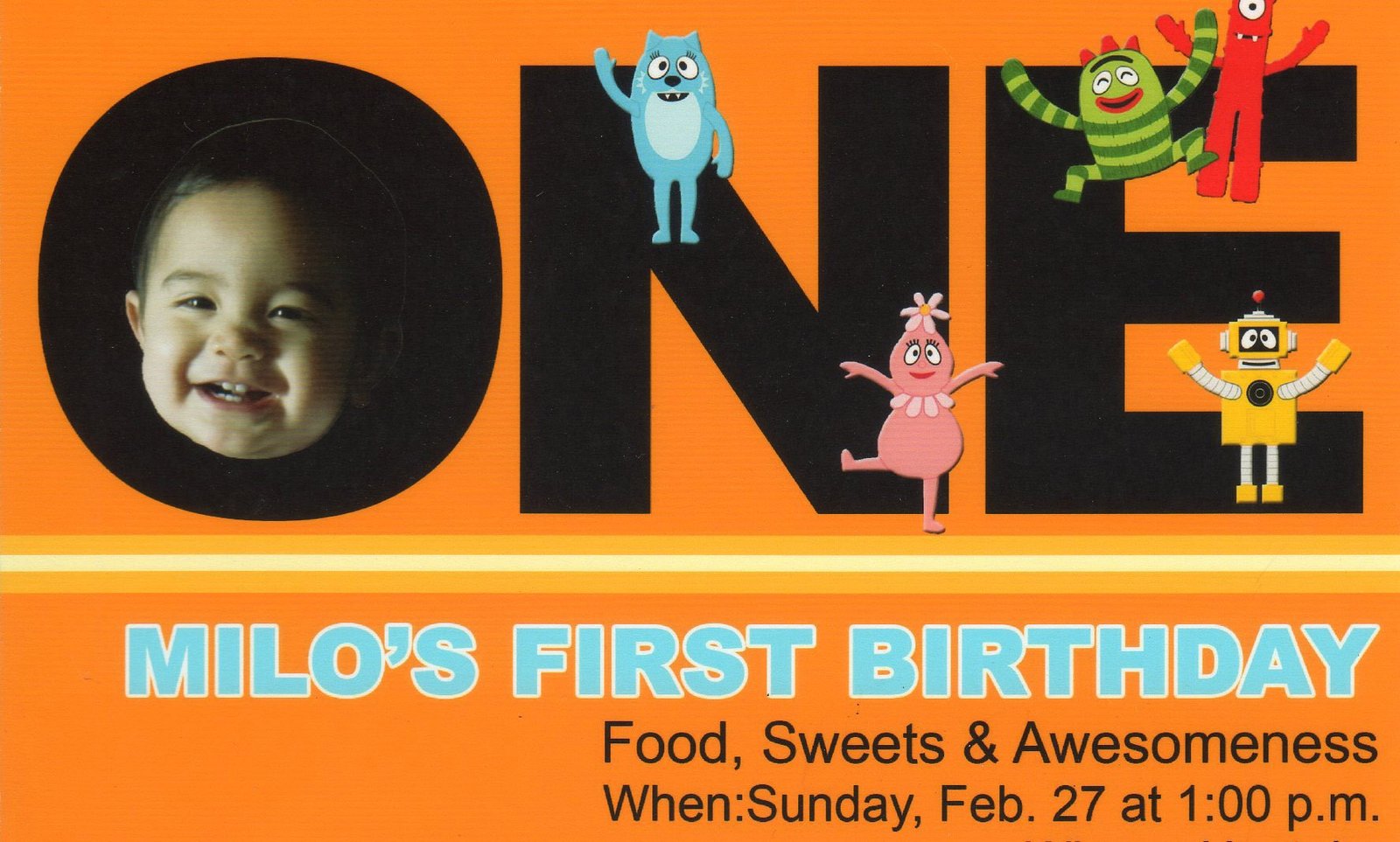 Yo Gabba Gabba 1st Birthday Invitations