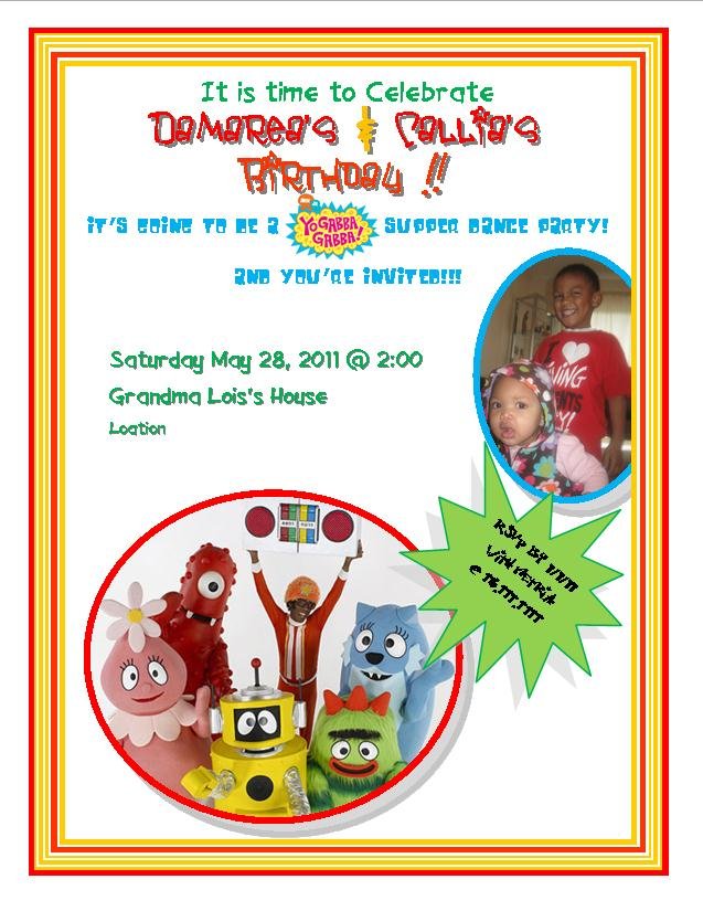 Yo Gabba Gabba Print Out Invitations