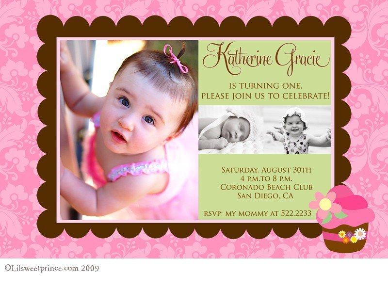 1st Birthday Cupcake Invitations