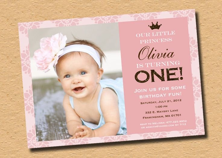1st Birthday Princess Invitations With Photo