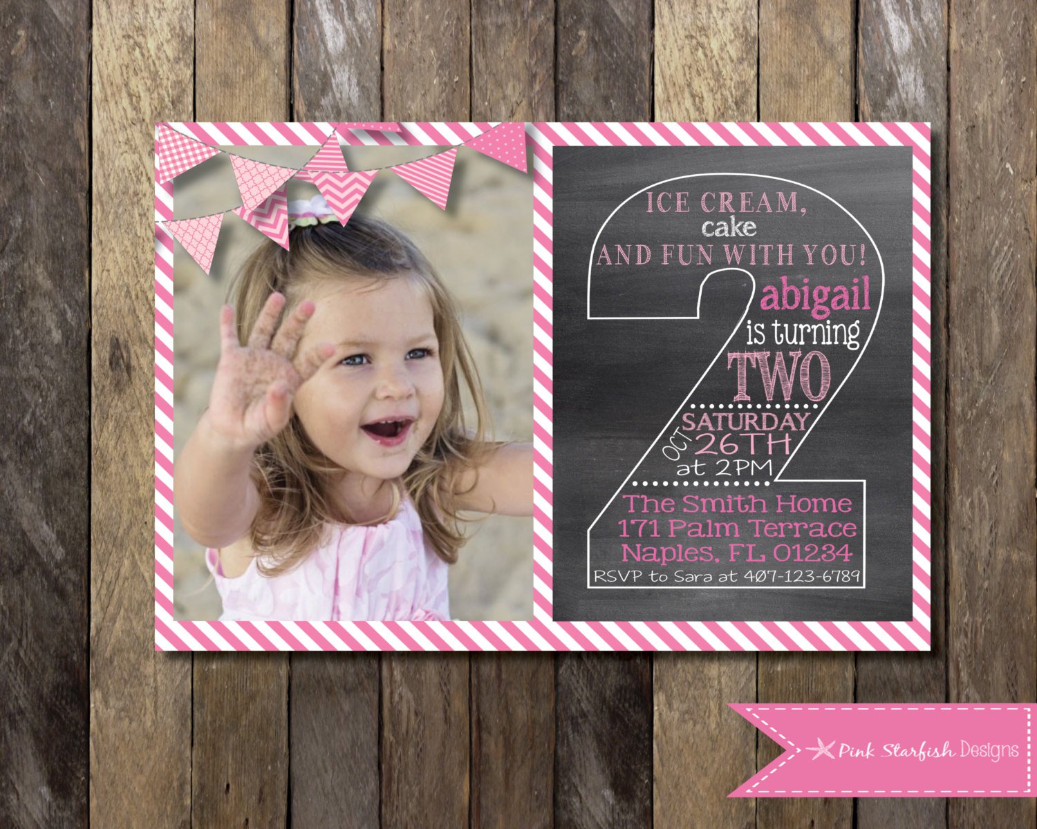 2nd Birthday Invitation For Baby Girl