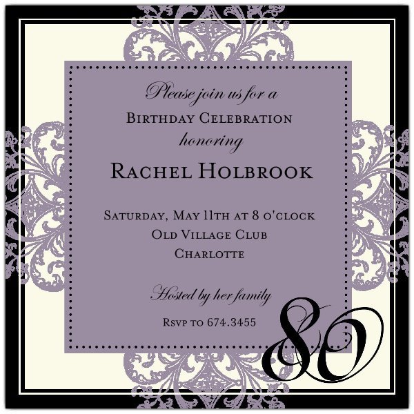 80th Birthday Invitations Free Template