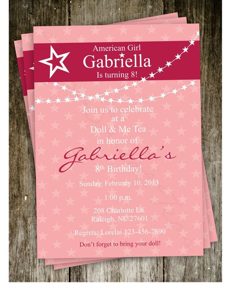 American Girl Birthday Party Invitation Ideas