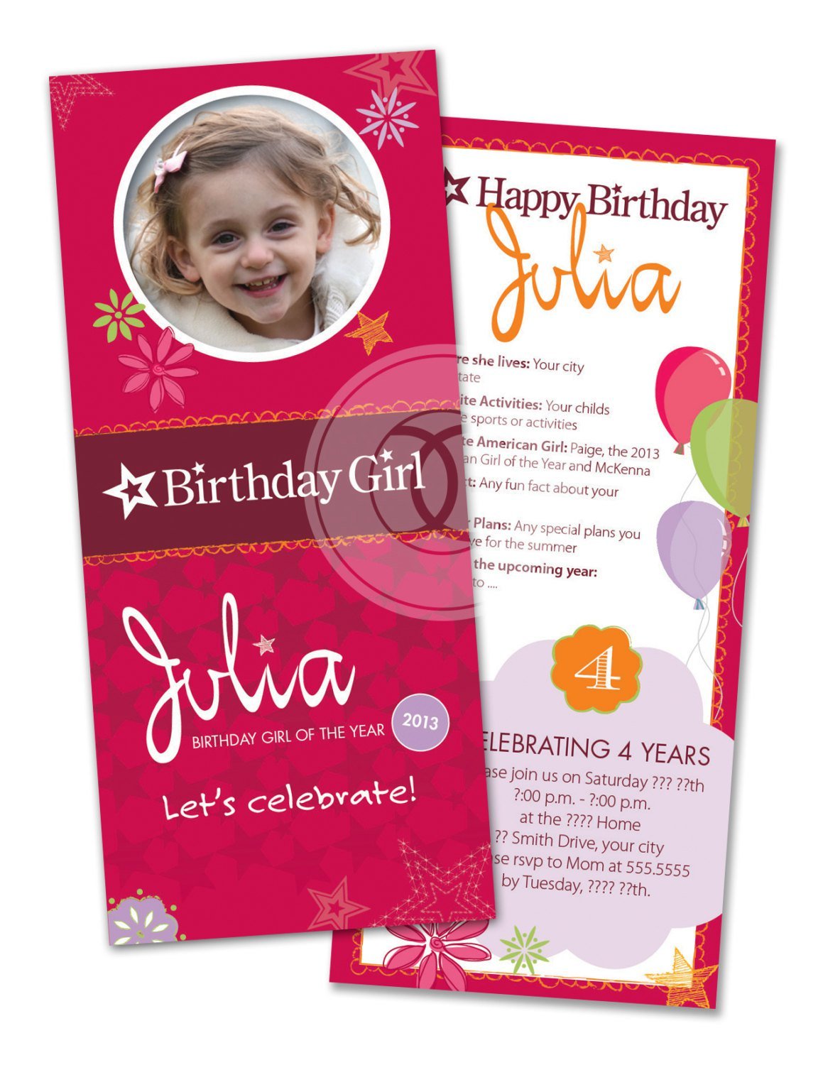 American Girl Doll Invitation Template