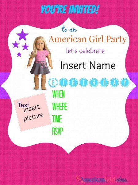 American Girl Invitations Printable Free