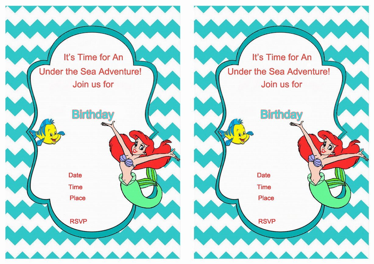 Ariel Printable Birthday Invitations