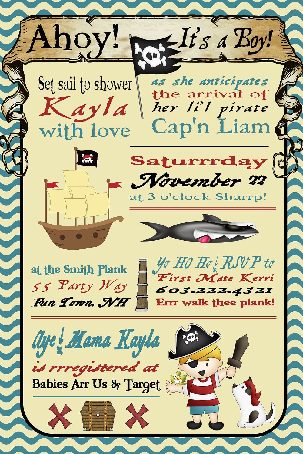 Baby Boy Shower Invitations Pirates