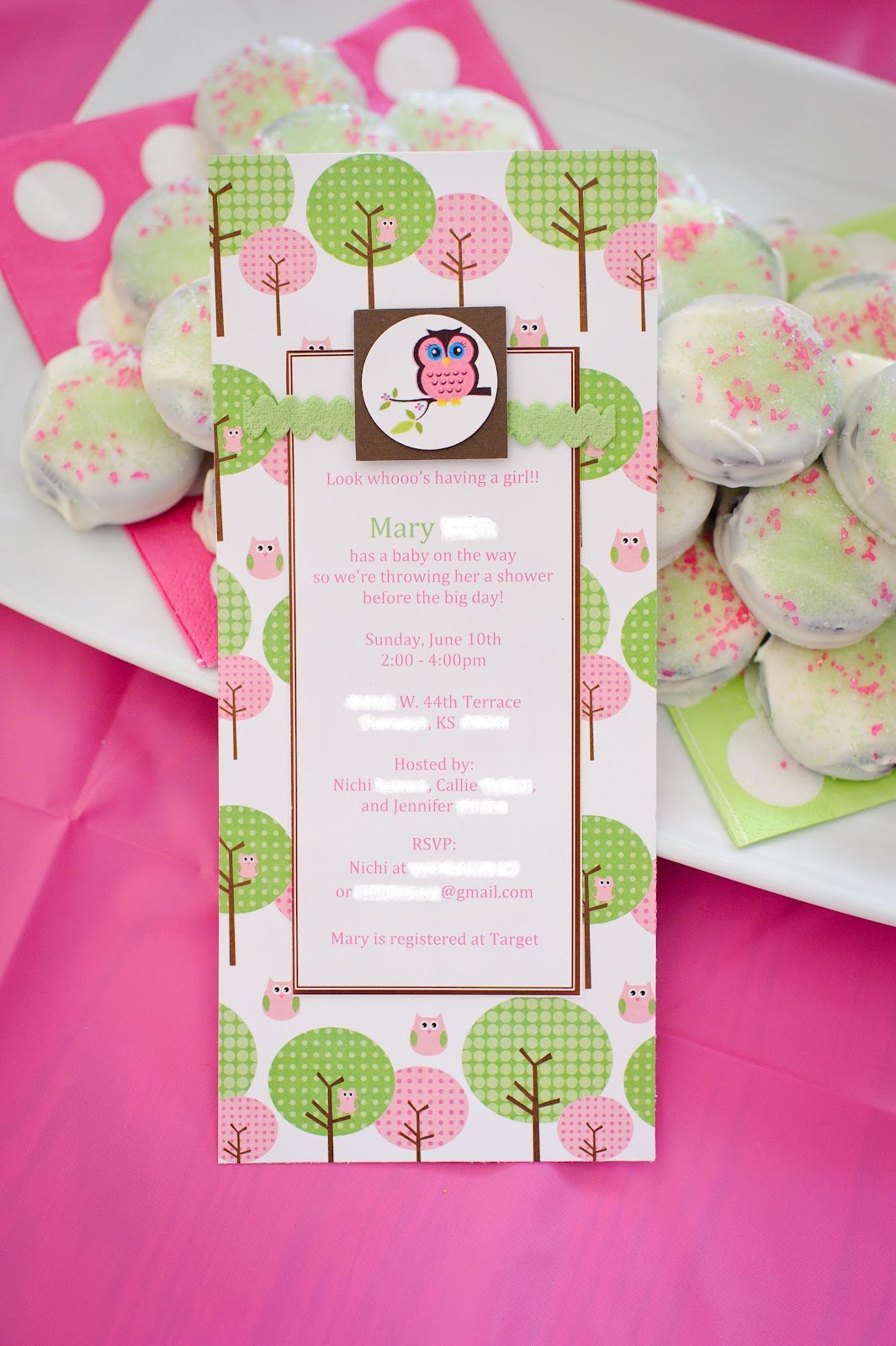 Baby Girl Shower Invitations Owl Theme